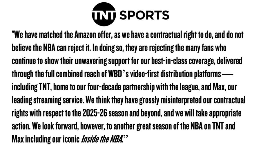 难以接受！TNT公开不满NBA！